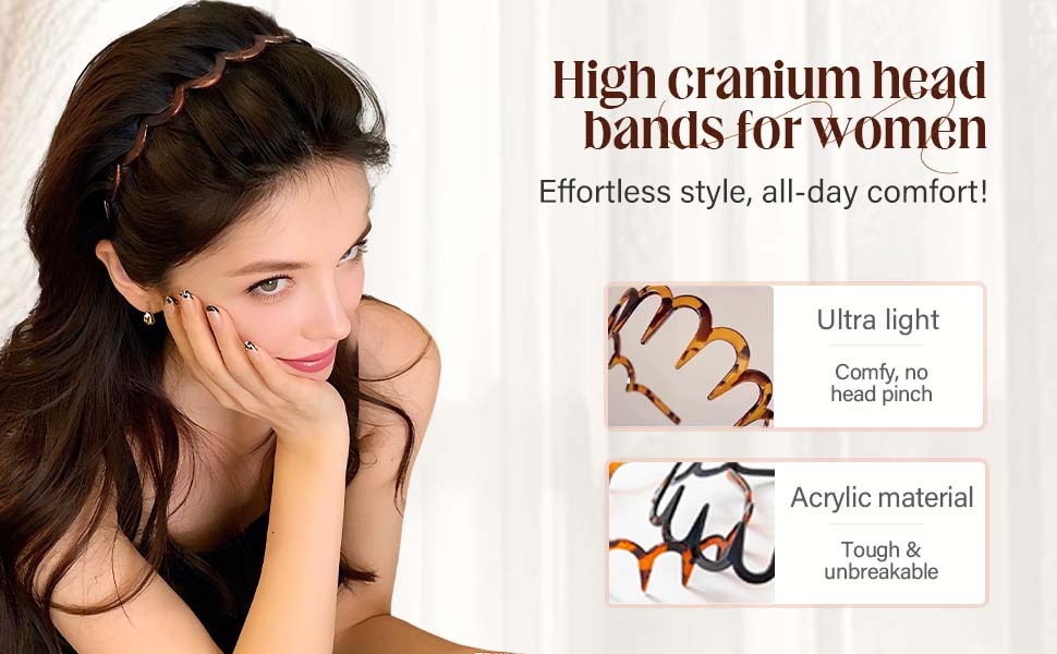 2026 New U Shape Fashion Tooth Hair Comb Headband, High Cranium Head Bands for Women's Hair, Zig Zag Headbands for Women, Wavy Teeth Hairs Hoop for Women Girls Hairs Accessory Styling (Mix 2PCS, M)