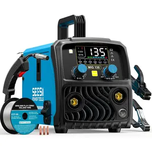135A MIG Welder 110V - 3-in-1 Gasless Flux Core/Lift TIG/Stick Welding Machine, 7.7lbs Portable IGBT Inverter, Large Digital Display Multi Process Welder