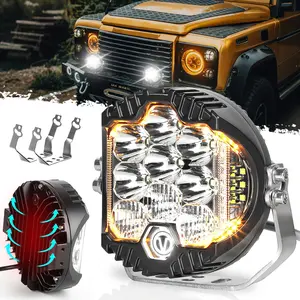 DIBMS 5 Inch 50W LED Driving Light, 5000LM Offroad Light IP67 Waterproof Round Work Light Spot Flood Combo for Wrangler, ATV, SUV, UTV, Trucks, Pickup, 4x4, F150 - Pack of 1