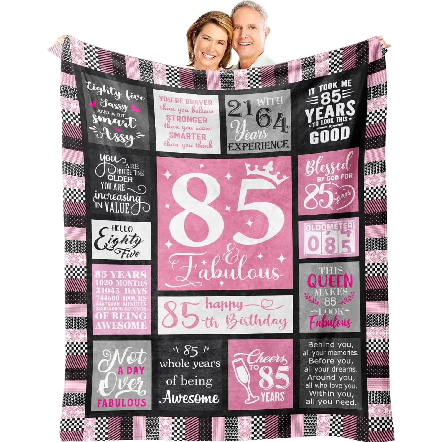 85th Birthday Gifts for Women Blanket, 85th Birthday Party Decorations, Best Gifts for 85 Year Old Woman, Ideas for Mom Grandparents Throw Blanket