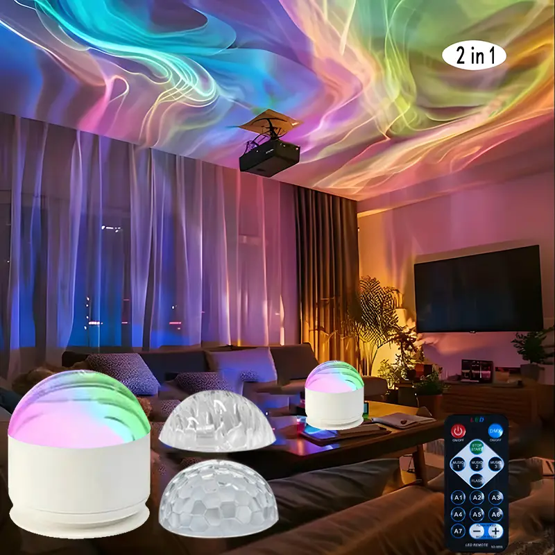 Valentine's Special,Upgraded 2 in 1 Water Ripple & Aurora Projector Light, USB Powered LED Projector Lamp with Remote Control, Northern Lights Ambient Light, Room Decor, Living Room Decor, Decorative Light