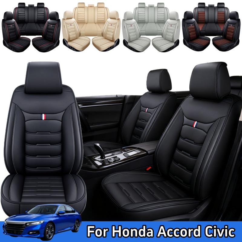 For Honda Accord 2003-2024/ Civic 2003-2023 Car 5 Seat Covers, Premium Leather Front & Rear Full Set Seat Covers Cushion Protector Pad Mat Waterproof, 40/60 60/40 50/50 40/20/40 Split Rear Benches Auto Decoration Accessories
