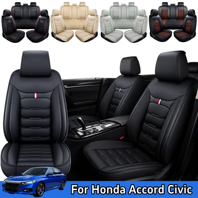 For Honda Accord 2003-2024/ Civic 2003-2023 Car 5 Seat Covers, Premium Leather Front & Rear Full Set Seat Covers Cushion Protector Pad Mat Waterproof, 40/60 60/40 50/50 40/20/40 Split Rear Benches Auto Decoration Accessories