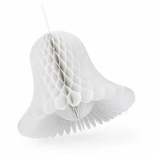 White Honeycomb Wedding Bell Hanging Decorations, 5-Inch, 4-Pack