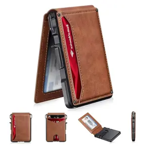 Minimalist Men's Slim Wallet: 9 - 13 Cards, MoneyClip, ID Window. RFID - Blocking, Aluminum BifoldPop - Up