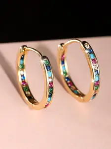 Hoop Earrings for Men and Women, Stackable Design Gold Color Ideal for Daily Wear, Perfect Gift for Birthdays and Anniversaries, Crystal Hoop Earrings