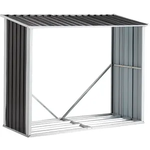 SAVEYOUR  Firewood Rack with Roof, Anthracite Galvanized Steel Log Storage Shed, 70.9 Inch Sturdy Log Holder for Backyard, Outdoor Wood Storage Solution
