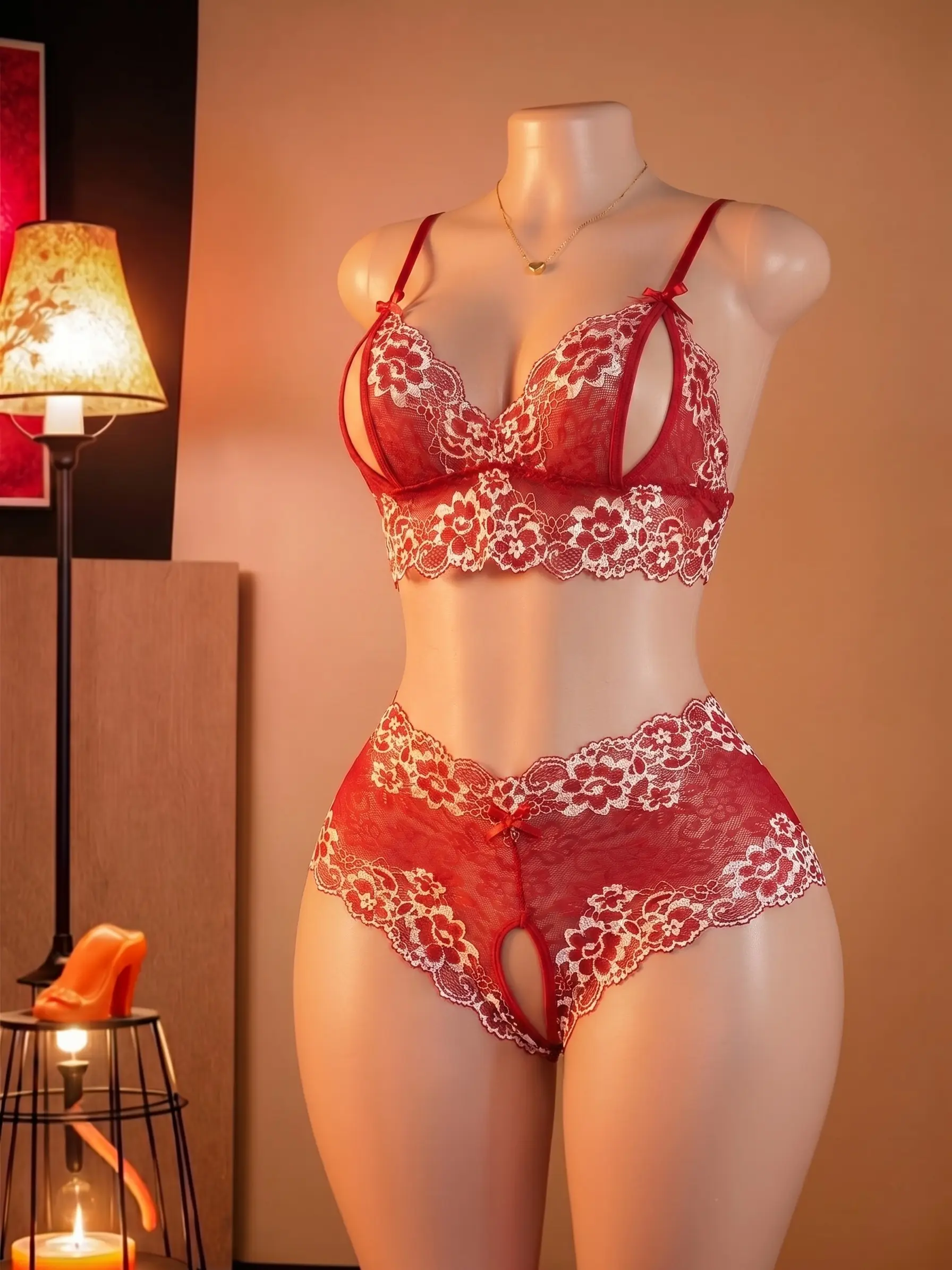 Sexy Lingerie for Women Teddy Sexy Lace Bodysuit Halter Neck One Piece Babydoll Lingerie