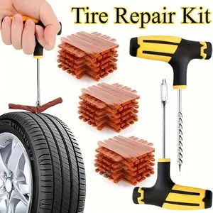 28pcs Car Tire Repair Kit Universal for Cars Trucks Motorcycles Bikes Portable Roadside Quick Fix Tire Patch Repair Kit with High-Quality Plugs and Easy-to-Use Design for Truck Drivers and Car Owners
