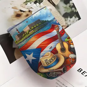 1 Puerto Rico Flag and Instrument Thermos Cup - Double-layer Vacuum Insulation Leak-proof Lid, 12 oz Stainless Steel Travel Cup with Puerto Rico Symbols (Flag, Guitar, Marching Drum) - Keeps Hot and Cold for Hours, Suitable for Gym, Office, Travel - Perfe