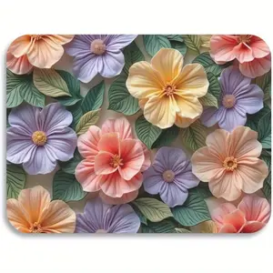 Non-Slip Rubber Flower Drying Dish Mat with Diatomite Absorbent Layer & Heat-Resistant Coffee Station Mat Suitable for Countertop, Under Coffee Maker, Dish Dryer - Non-Slip Kitchen /COUNTER, Decorative Flower Design