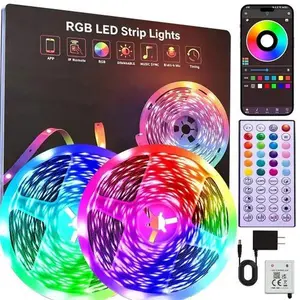 2-Pack 50FT RGB LED Strip Lights Sync to Music with Remote Controller & App Control RGB LED Lights for Bedroom Christmas Decor, led lights bedroom