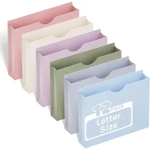 Heavy Duty 2 Inch Expanding Manila Plastic File Jackets & Pockets, Letter Size Reinforced Project Job File Folders, Assorted Color