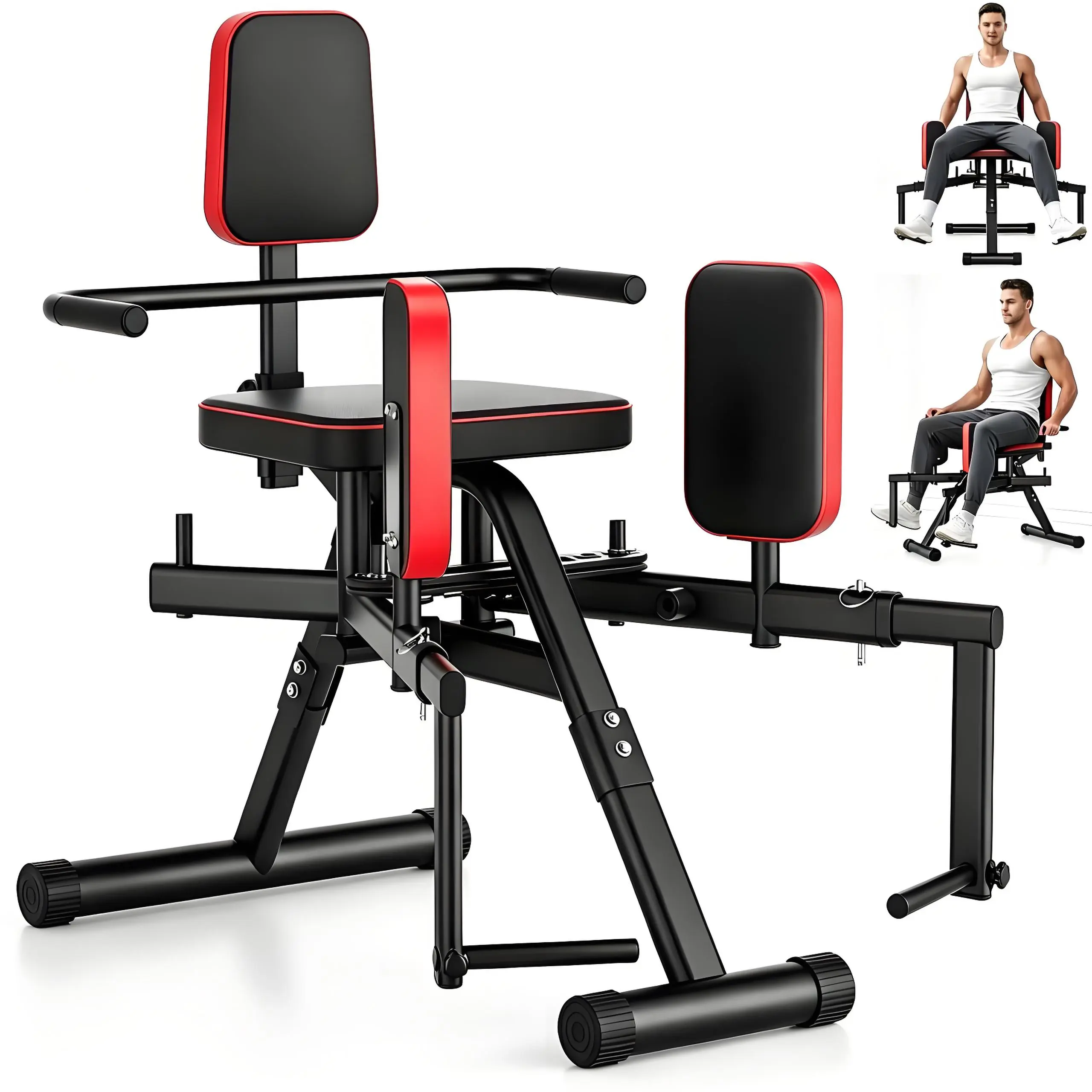 Hip Abductor Adductor Machine, 2-in-1 Glute & Inner Thigh Trainer Home Gym | Postpartum Recovery, Post-Injury Rehab, Compact Leg Workout Equipment for Women Men, 4 Resistance Bands adjustable upper back exerciser butt training sculpt