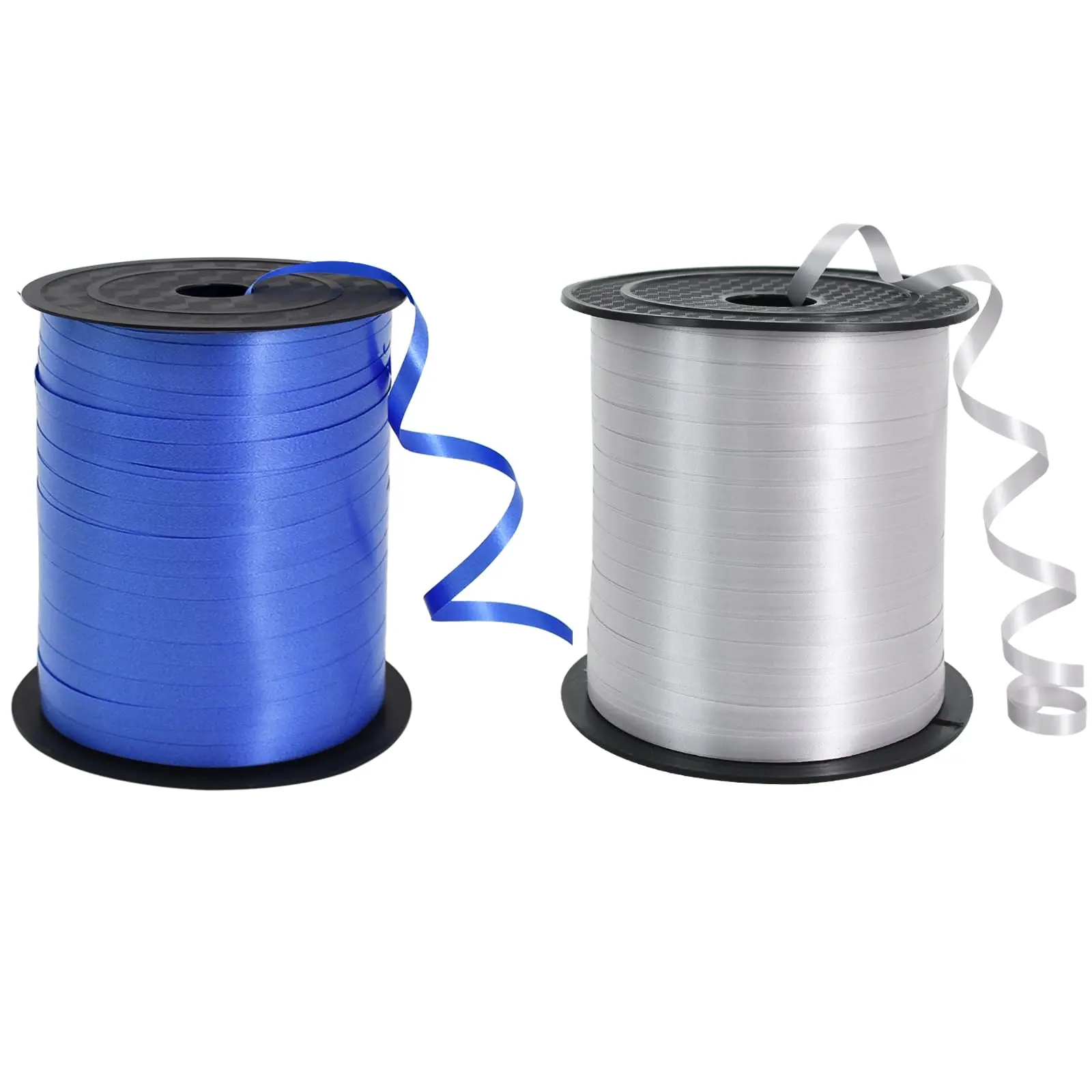 500 Yards Curling Ribbon-balloon String For Art&craft Decor Gift Wrapping Ribbons And Bows Christmas Year Birthday Gifts Graduation Supplies (blue Silver)