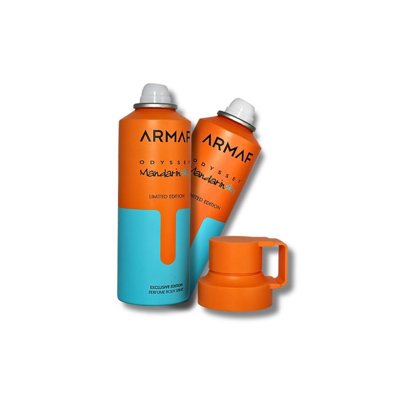 Armaf Odyssey Mandarin Sky Body Spray - 6.8 fl. oz Aroma Body Care Fragrance Blend Vanilla Scented Comfort Cosmetic Scent