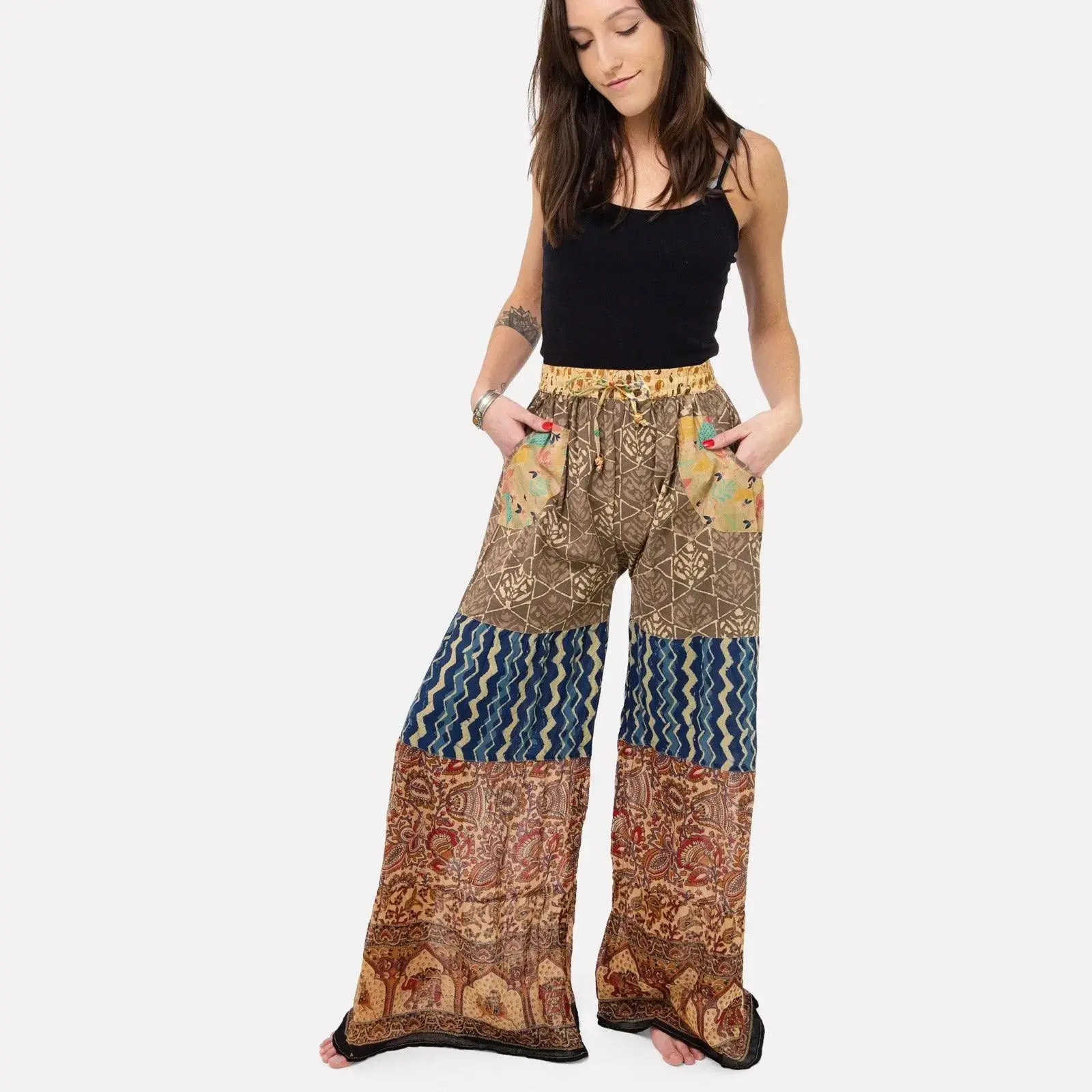 Far Out Flare Patchwork Pants Far Out Flare Patchwork Pants