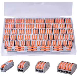 60PCS Lever Wire Connectors, Quick Push-in Wire Splice Connectors, 2/3/5 Conductor Combination Kit with 1 in 1 Out Inline Terminals, for 28-12 AWG