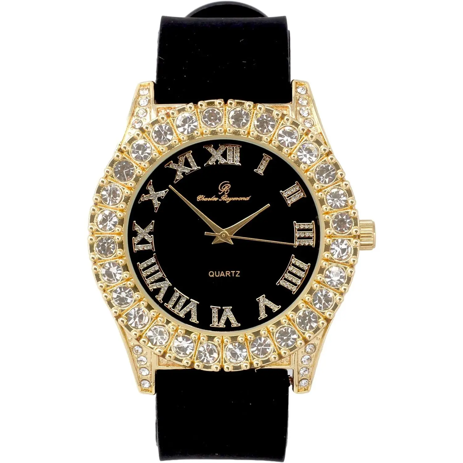 Men's Iced Out Silicone Band Wrist Watch ST10357
