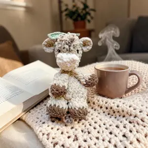 Mini Highland Cow Snuggler Lovey, Crochet Cow Stuffed Animal, Security Blanket, Farm Animal Lovey, Highland Cow Nursery Decor