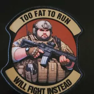 Fat Man Rifleman Morale Tactical Patch, 1 Count Soldier Hook & Loop Emblem, Military Badge Combat Armband Backpack Stickers for Bags Hats Clothes