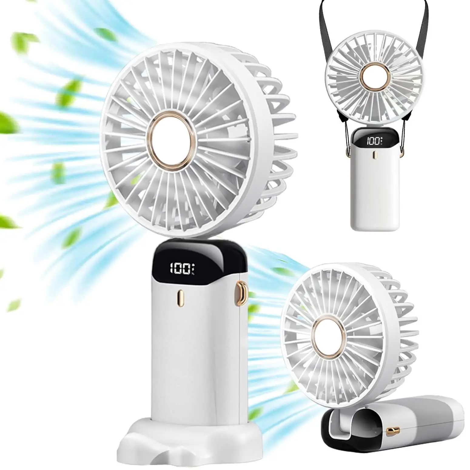 Portable Handheld Fan, 1 Count 5-speed Adjustable USB Rechargeable Mini Table Fan, Mini Portable Handheld Fan, Mini Fan for Home, Office, Outdoor Camp