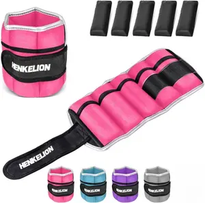 Henkelion Adjustable Ankle Weights for Women Men Kids 2 3 5 10 Lbs Strength Training Wrist and Ankle Weights Sets for Gym Fitness Workout Running Lifting Black Grey Pink Blue Purple