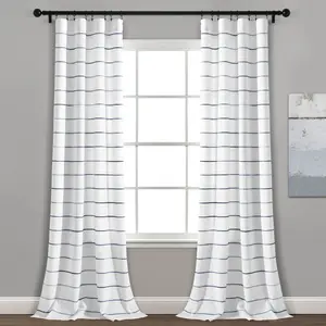 Lush Decor Ombre Stripe Yarn Dyed Recycled Cotton Blend Window Curtain Panel Set - 40x63/84/95/108 Inches, 70% Recycled Cotton, 30% Recycled Polyester, Modern Farmhouse Boho Contemporary Style