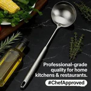 Large Capacity Stainless Steel Soup Ladle, Durable Kitchen Utensil, Heat Resistant, Easy to Clean, Ideal for Home & Commercial Use