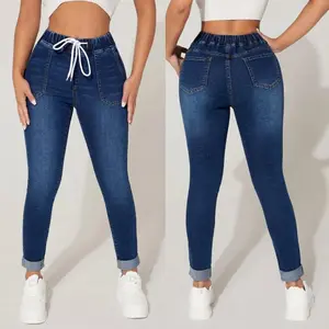 Women’s Mid-Rise Stretch Skinny Jeans Casual Slim Fit Elastic Waist Denim Pants