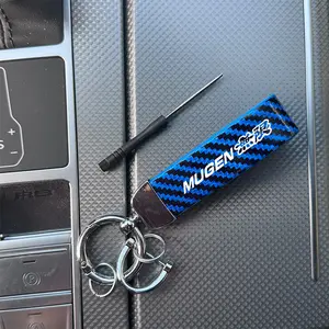 Luxury Lite Carbon Fiber Keychain for Honda Mugen, Multiple Colors Available, Compatible with All Keys, Durable & Stylish Design