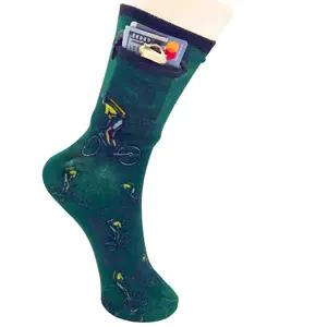 Flippysox Zipper Sock Wallet - Cotton & Polyester Zipper Socks with Pockets - Fits shoe size 6-13 (Mountain Bike)