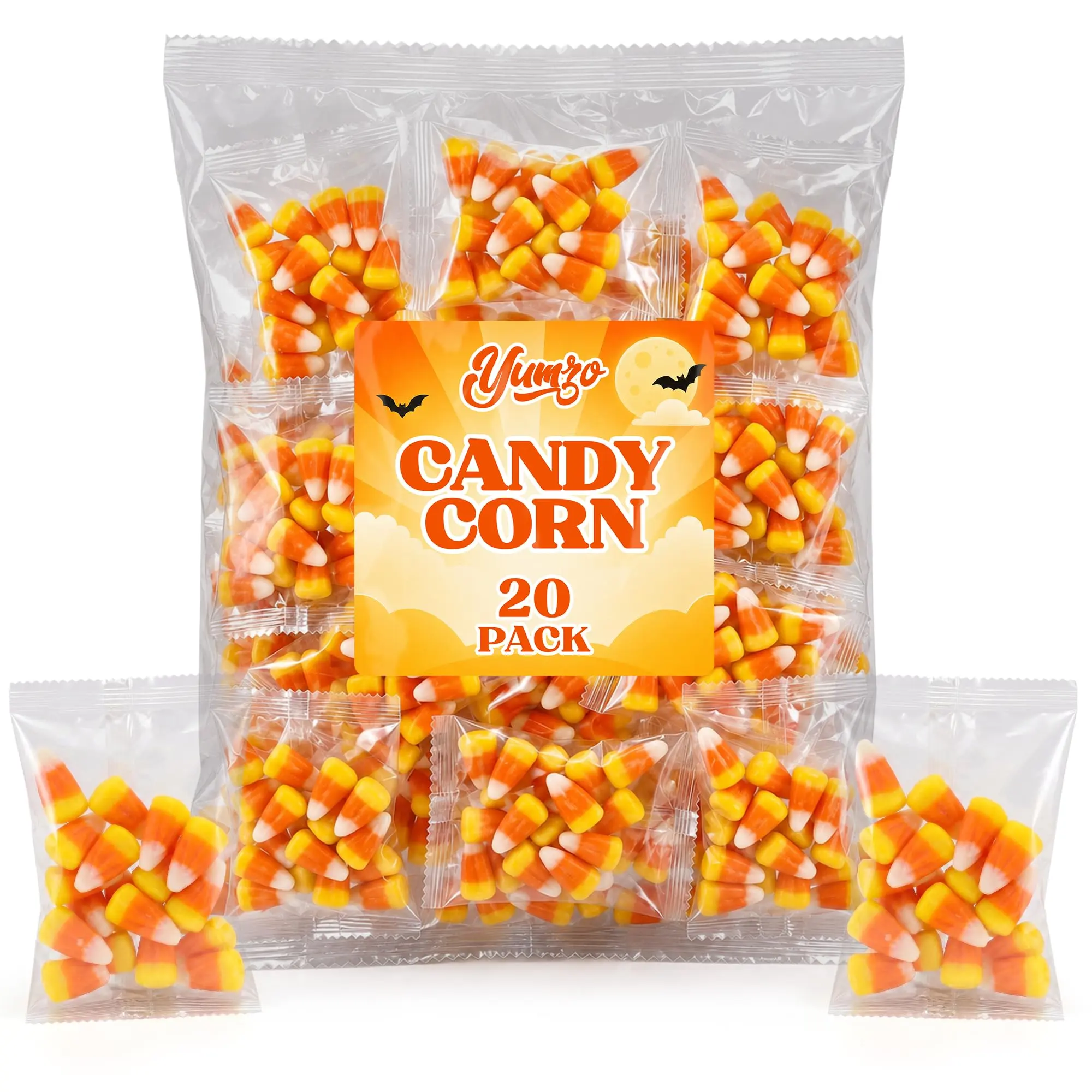 Traditional Honey-Sweet Candy Corn Halloween Snacks, 20 Individually Wrapped 1oz Packets, Real Honey Candies, Sweet Treats for Trick-or-Treaters & College Care Packages