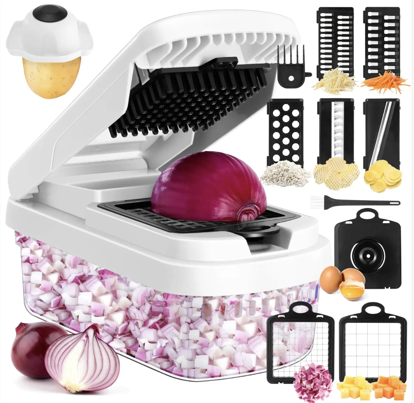 15-In-1 Vegetable Chopper Slicer, Salad，Onion Dicer Cutter, Multi-Functional Food Chopper, Tomato Potato Garlic Chopper, With Strainer And Peeler kitchen home utensil Tiktoksummersales