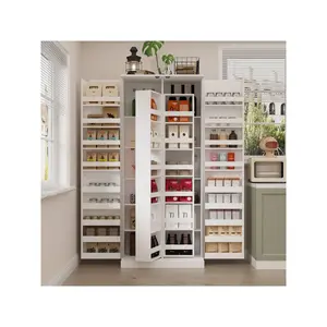 FUFU&GAGA Living Room Kitchen Pantry Storage Cabinets, Freestanding Cupboards With 2 Doors and Swivelable Racks And Shelves Adjustable For Small Space