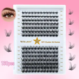 RITALASH 168PCS D Curl Eyelashes Natural Soft Individual DIY Clusters Lashes 8-16MM Eyelash Extensions Makeup Lash Clusters, Eye Lash Clusters, Individual Eyelashes, Lashes, Fake Lashes, Volume Individual Lashes