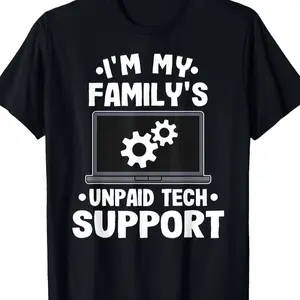 Funny Laptop & Gears Graphic Cotton Short Sleeve T-Shirt | Round Neck Unisex Tops Tees T-Shirts | Father’s Day Gifts