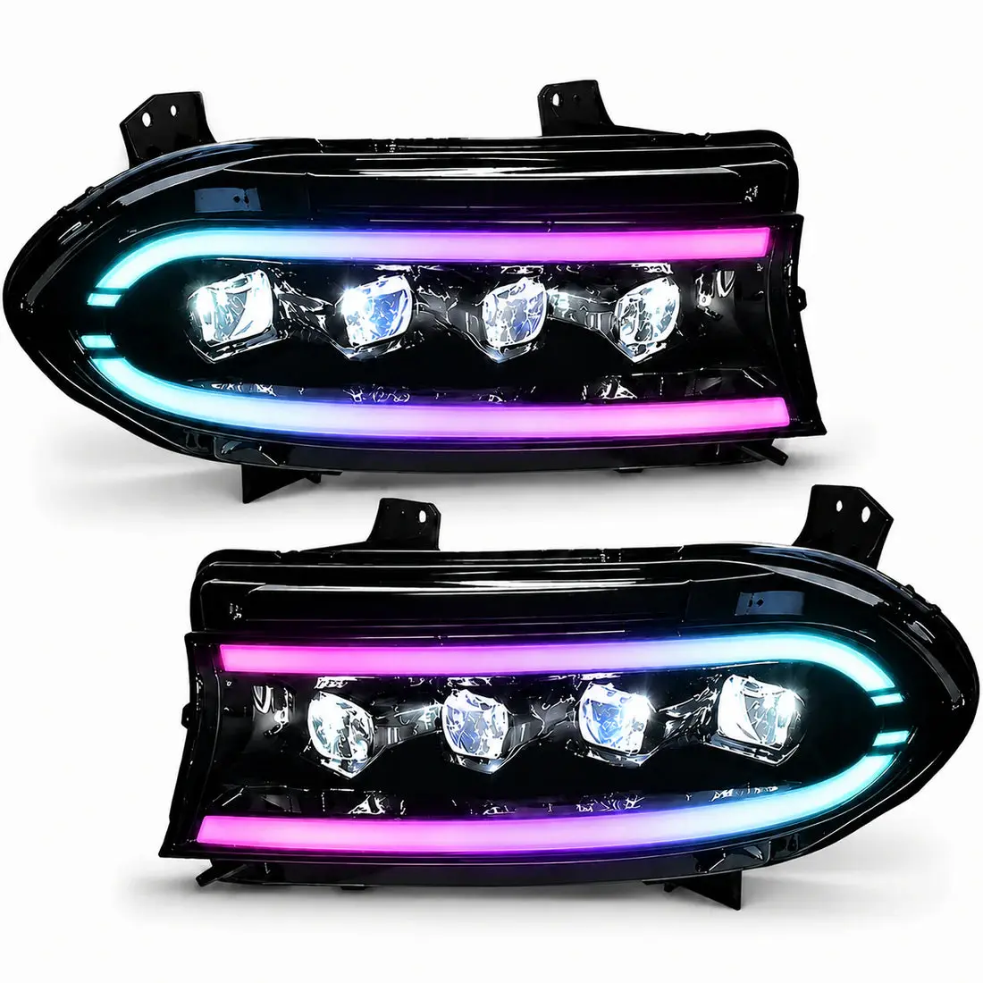 2015-2023 Dodge Charger LED Quad Projector Headlights Assembly Durango Style
