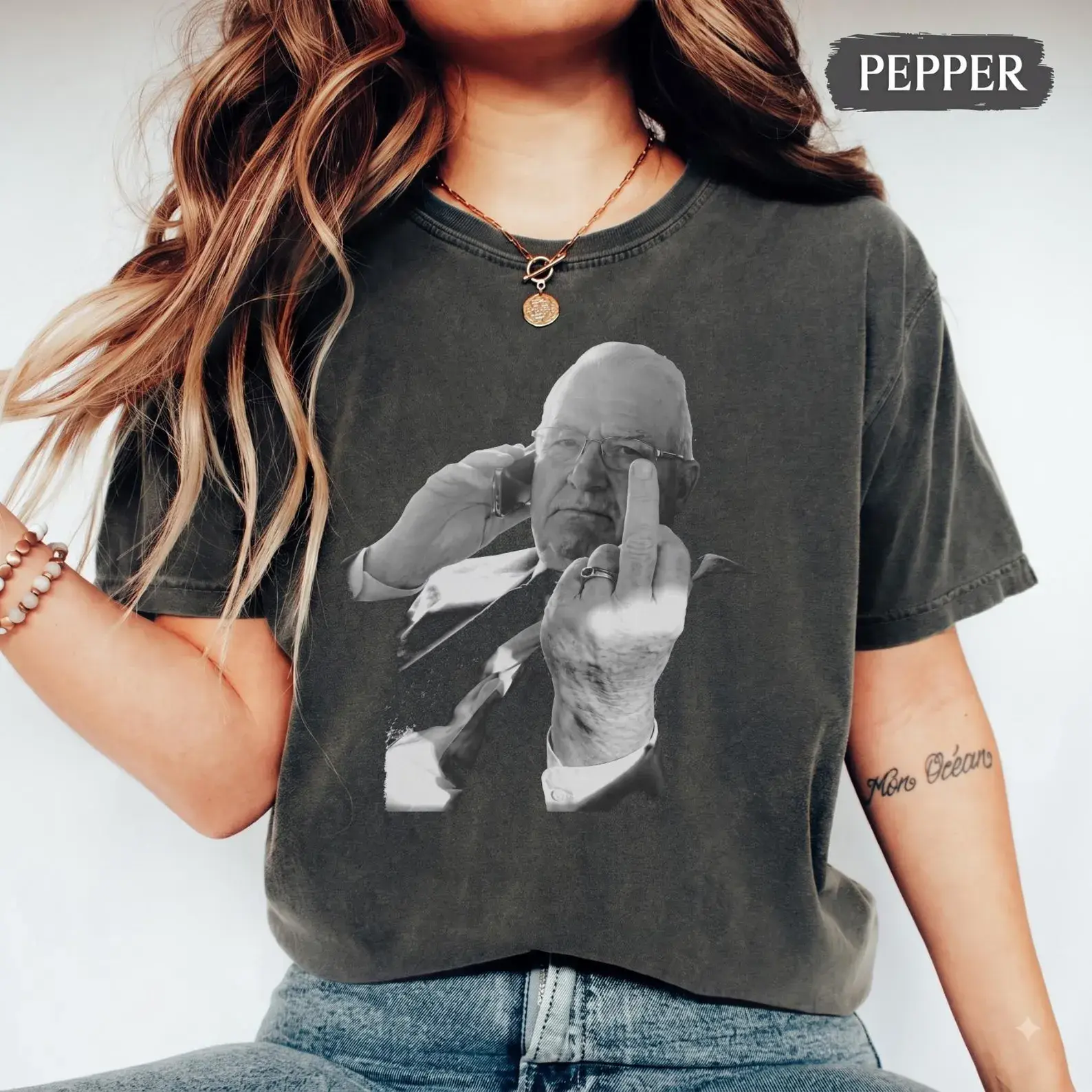 Kevin Reddington Middle Finger Comfort Colors T-Shirt, Courtroom Lawyer Portrait Tee, Lindsay Clancy Trial Shirt, Black And White Photo Tee