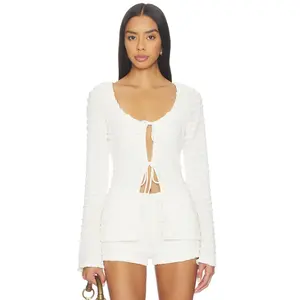 SEVEN WONDERS Adalee Ruffle Texture Top in White