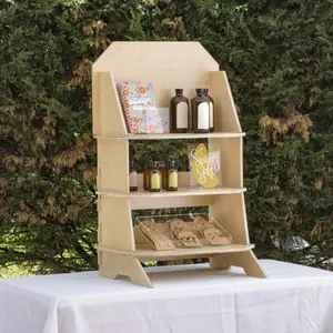 Wooden Large 3 Tier Countertop Display, Collapsible, Ideal for Home Decor and Storage