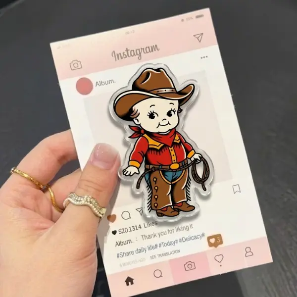 Cowgirl Kewpie MagSafe Phone Grip, Aesthetic Retro Tattoo Griptok, Vintage Cowboy Baby Phone Stand, Trendy Unique Accessory