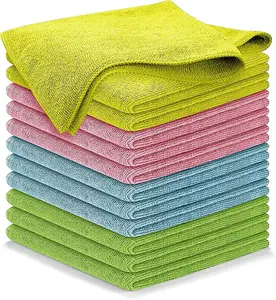 12-Pack Premium Microfiber Cleaning Cloths (12.5" × 12.5") – Ultra-Absorbent, Lint-Free, Machine Washable – High-Performance Grip-Root Weave (Up to 1200 Washes)