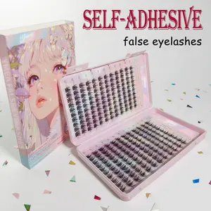 Self-Adhesive False Eyelashes No Glue Needed Eyelash Clusters Natural Cluster Lashes Reusable Easy Apply Single Lashes DIY Extension Makeup