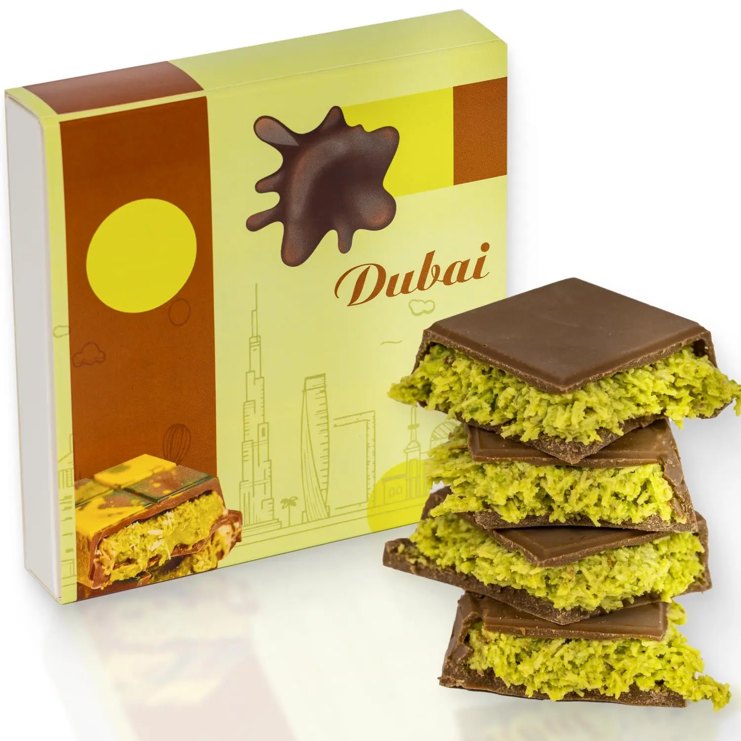 Dubai Chocolate Bar with Pistachio \u2013 3.5 oz \u2013 Handmade Viral Dubai Chocolate \u2013 Crispy Shredded knafeh with Rich Chocolate, Ready to Eat, Perfect for Christmas (Pack of 1)