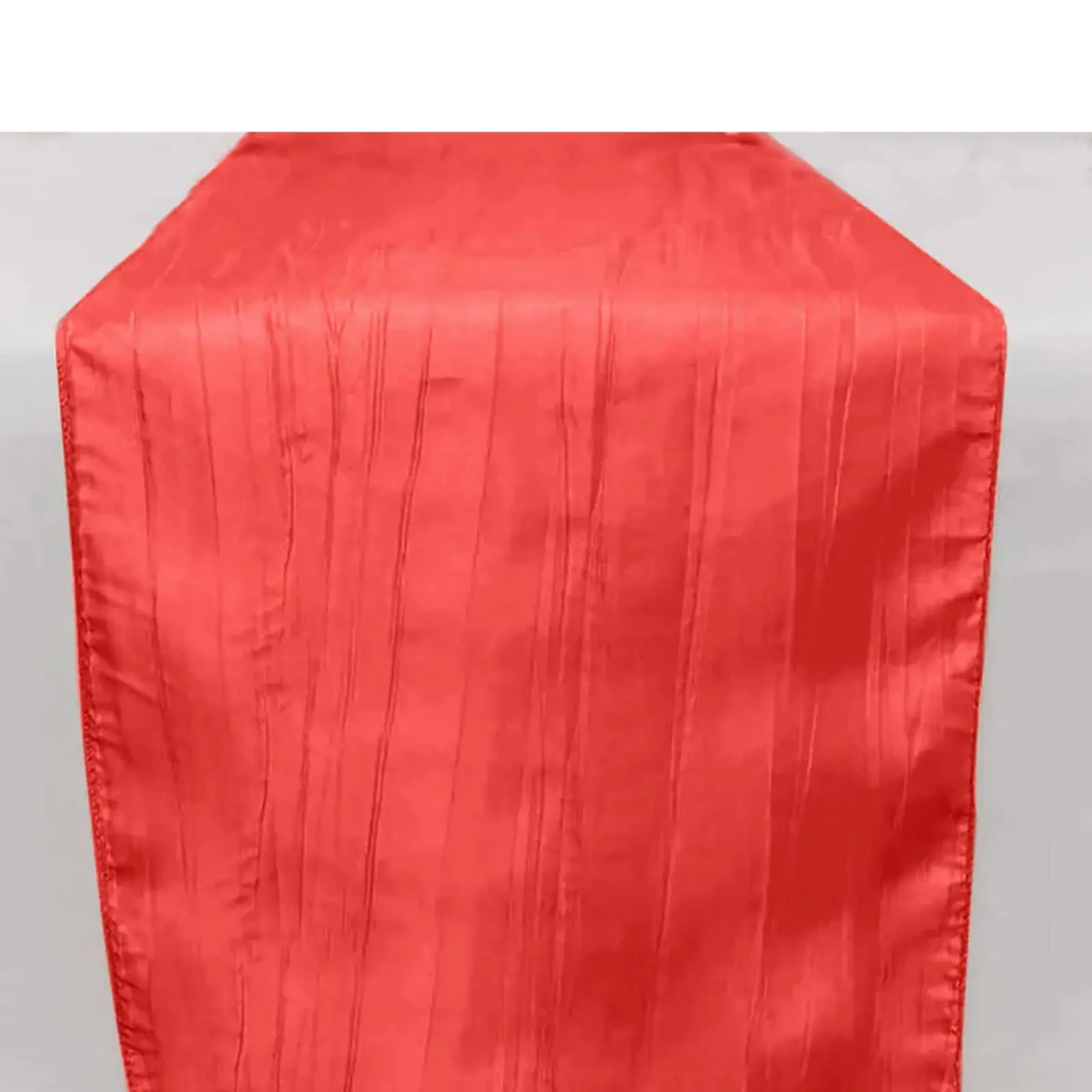 Red Accordion Crinkle Taffeta Table Runner, 12"x108" - Party Household Kitchen Linen