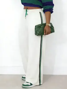 Cloudy White Side Stripe Wide Leg Sweatpants Cloudy White Side Stripe Wide Leg Sweatpants