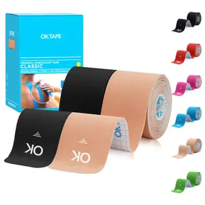 OK TAPE Precut Kinesiology Tape, 2 Rolls 40 Strips, Original Cotton Latex-Free, 4 Inch x 30 Feet Precut tapes for Knee Pain, Injuries & Sprains, Waterproof Flexible, Athletic Tape for added Support