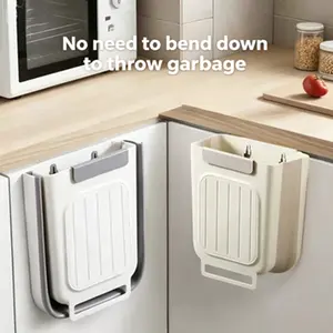Collapsible Kitchen Trash Can, Household Cabinet Hanging Garbage Storage Bin