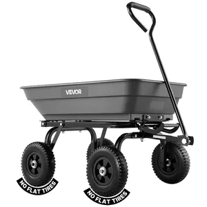 VEVOR Garden Dump Cart, 400 lbs Poly Dump Cart, Garden Carts Dumps Wagon with 90° Quick-Dumps Mechanism, 180° Swivel Wheels, 270° Flexible Rotating Bearings, Yard Wagon for Plants, Soil, Crops